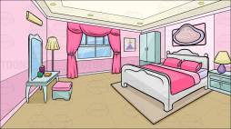 Awesome Girly Bedroom Cartoon Clipart