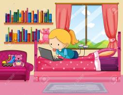 Cute Girly Bedroom Background Clipart