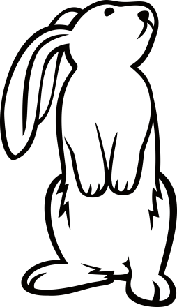 Cool Bunny Black and White Clipart