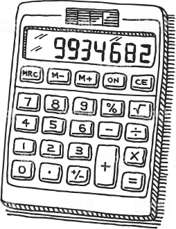 Free Calculator Black and White Clipart