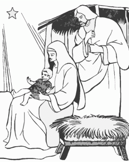 Black and White Christian Clipart, Christmas Religious