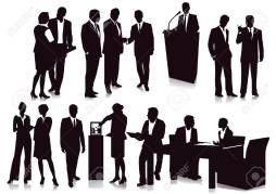 Black and White Bank Office Employees Clip art