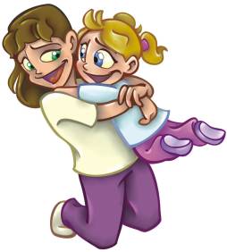 Mother and Daughter Hugging Clipart with Expression of Happy Moments