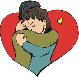 Friends Hugging With Love clip art