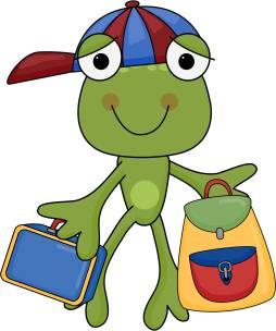 Frog Going to School Clipart