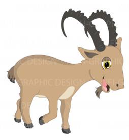 Cute ibex Goat Cartoon Clipart