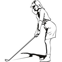 Free Girl Playing Golf Clipart Black White