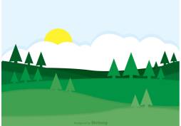 Hill, Sun, Clouds, Nature, Trees Scenery Clipart