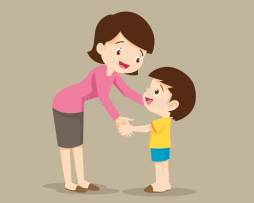 Teacher and child talking Clipart