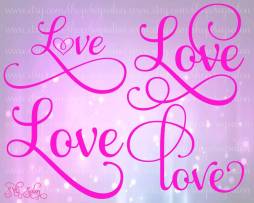 Pink Love in Cursive Svg, Cute love Drawn hand Clipart