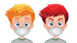 Kids Masks Clipart, Boys wearing Surgical Mask Vector