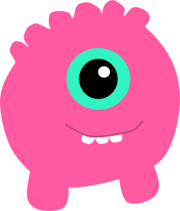 Pink Cute one eye Monster Clipart