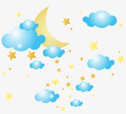 Night Stars Moon and Clouds Clipart