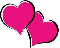 Cute two Pink Valentine Hearts Clipart Transparent
