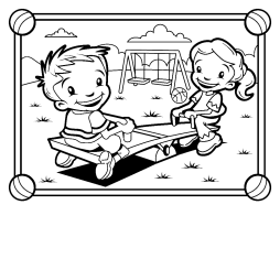 Kids on Playground Clipart Black and White Transparent Png