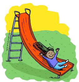 Playground Kid in Swing Slide Clipart