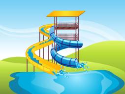 Clipart of a Water Slide Background Vector