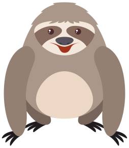 Best Brown Sloth with happy face Clipart