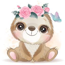 Free Cute Baby Sloth illustration Clipart