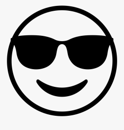 Smiley face with Sunglasses Clipart Black and White