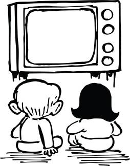 awesome family watching tv cartoon clipart - Free Watching Tv Clipart